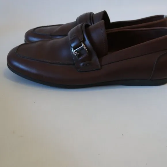 Mens Salvatore Ferragamo Brown Leather Flats Loafers Shoes 8.5 EE/EEE
