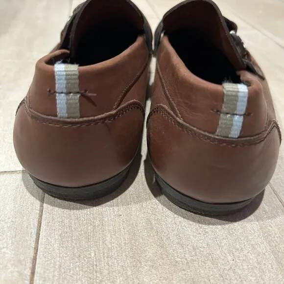 Mens Salvatore Ferragamo Brown Leather Flats Loafers Shoes 8.5 EE/EEE