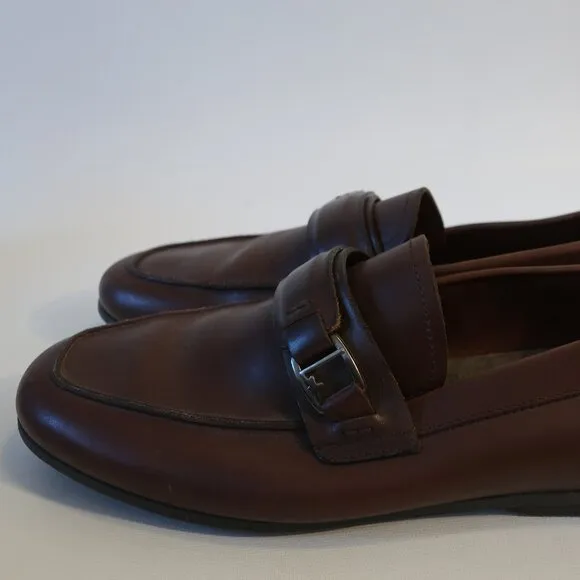 Mens Salvatore Ferragamo Brown Leather Flats Loafers Shoes 8.5 EE/EEE
