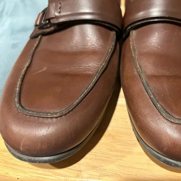 Mens Salvatore Ferragamo Brown Leather Flats Loafers Shoes 8.5 EE/EEE