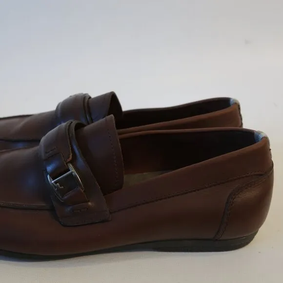 Mens Salvatore Ferragamo Brown Leather Flats Loafers Shoes 8.5 EE/EEE