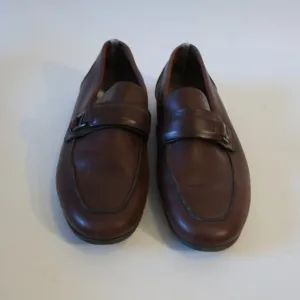 Mens Salvatore Ferragamo Brown Leather Flats Loafers Shoes 8.5 EE/EEE