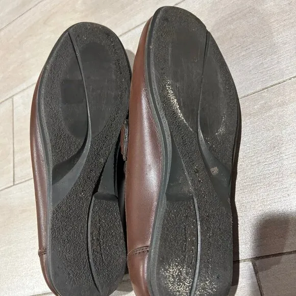 Mens Salvatore Ferragamo Brown Leather Flats Loafers Shoes 8.5 EE/EEE