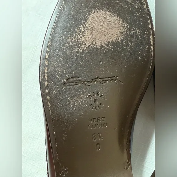 Mens Santoni woven Brown Leather Tassel Italian Loafers Dress shoes size 8.5