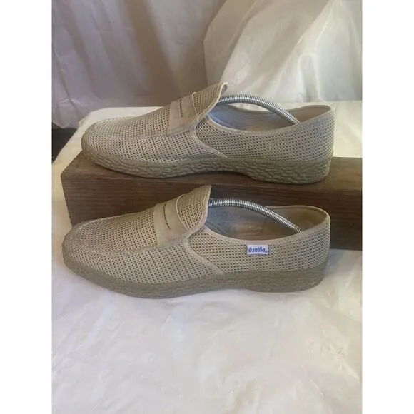 Men's Settia Beige Knit Oxford Loafer Comfort Shoes-Rubber Soles-SIze 30 ( 12.5)