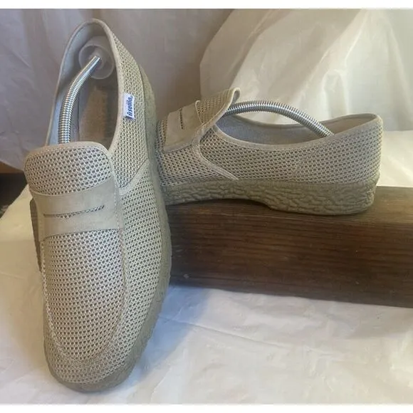 Men's Settia Beige Knit Oxford Loafer Comfort Shoes-Rubber Soles-SIze 30 ( 12.5)