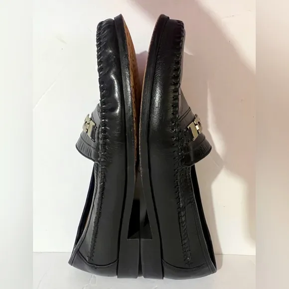 Mens Stacy Adams Black Leather Loafers Slip On Shoes With Buckle  Size 10M