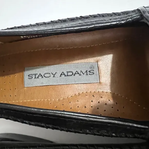 Mens Stacy Adams Black Leather Loafers Slip On Shoes With Buckle  Size 10M
