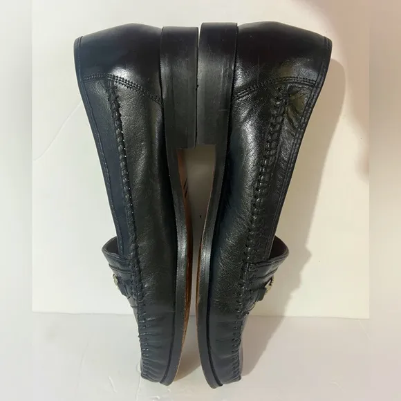 Mens Stacy Adams Black Leather Loafers Slip On Shoes With Buckle  Size 10M