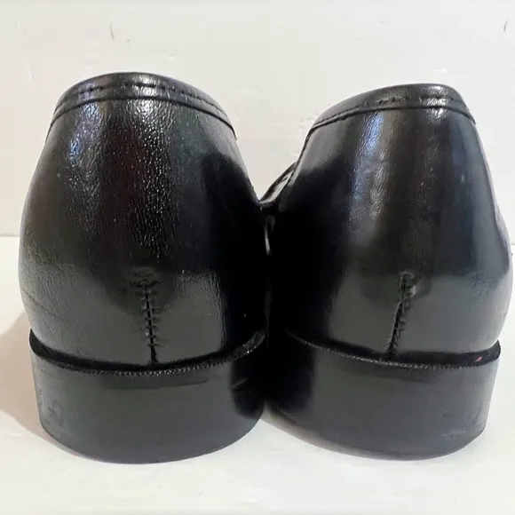 Mens Stacy Adams Black Leather Loafers Slip On Shoes With Buckle  Size 10M