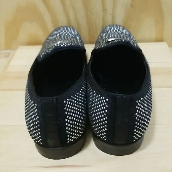 Men's Stacy Adams Swagger Studded Black/Silver Slip On Dress Shoes size 14
