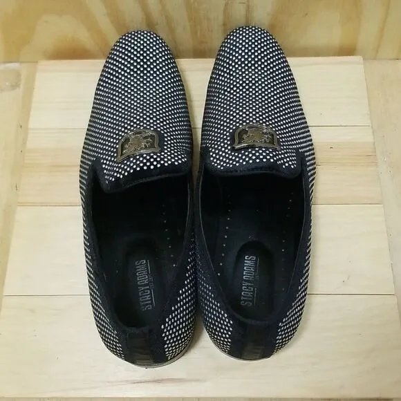 Men's Stacy Adams Swagger Studded Black/Silver Slip On Dress Shoes size 14