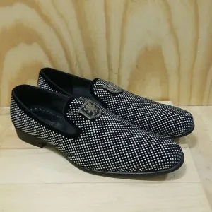 Men's Stacy Adams Swagger Studded Black/Silver Slip On Dress Shoes size 14
