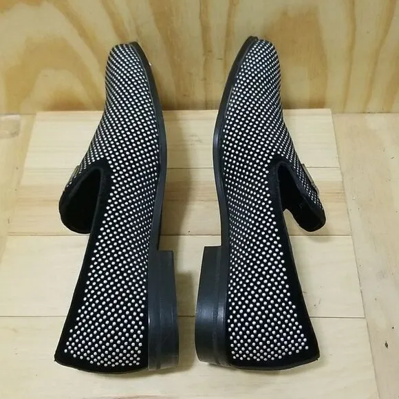 Men's Stacy Adams Swagger Studded Black/Silver Slip On Dress Shoes size 14