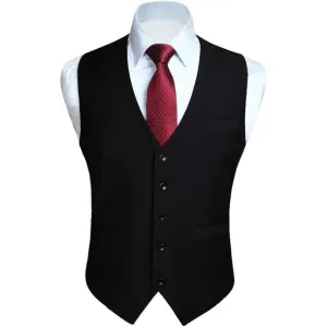 Men's Suit Vest with 3 Pockets - Black