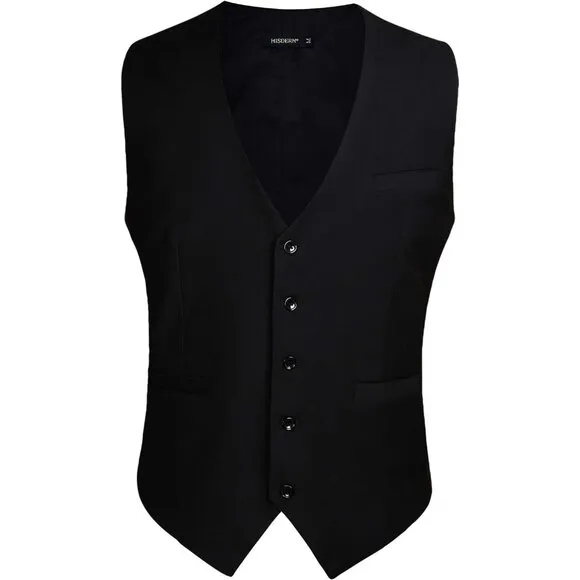 Men's Suit Vest with 3 Pockets - Black