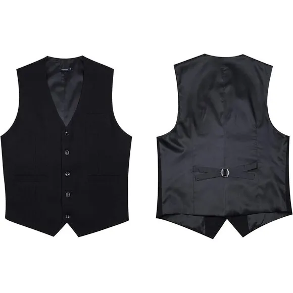 Men's Suit Vest with 3 Pockets - Black