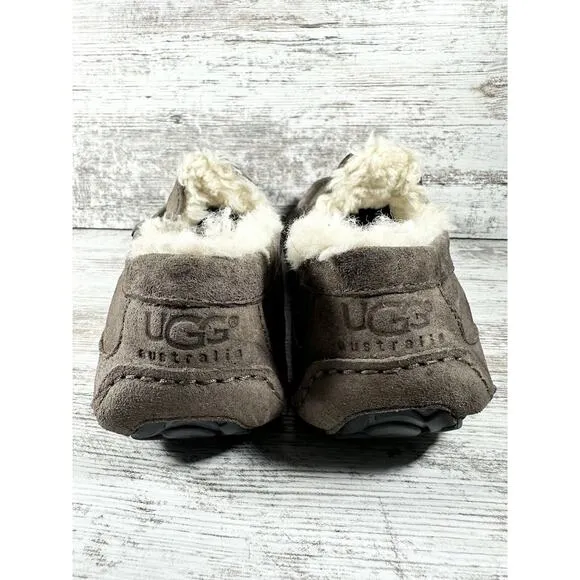 Men's UGG Ascot Brown Suede Sheepskin Lined Loafers Sz 11