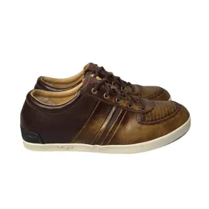 Mens Ugg Australia Brook-Lin Brown Leather Two Tone Lace Up Shoes Sneakers Sz 9