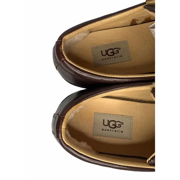 Mens Ugg Australia Brook-Lin Brown Leather Two Tone Lace Up Shoes Sneakers Sz 9