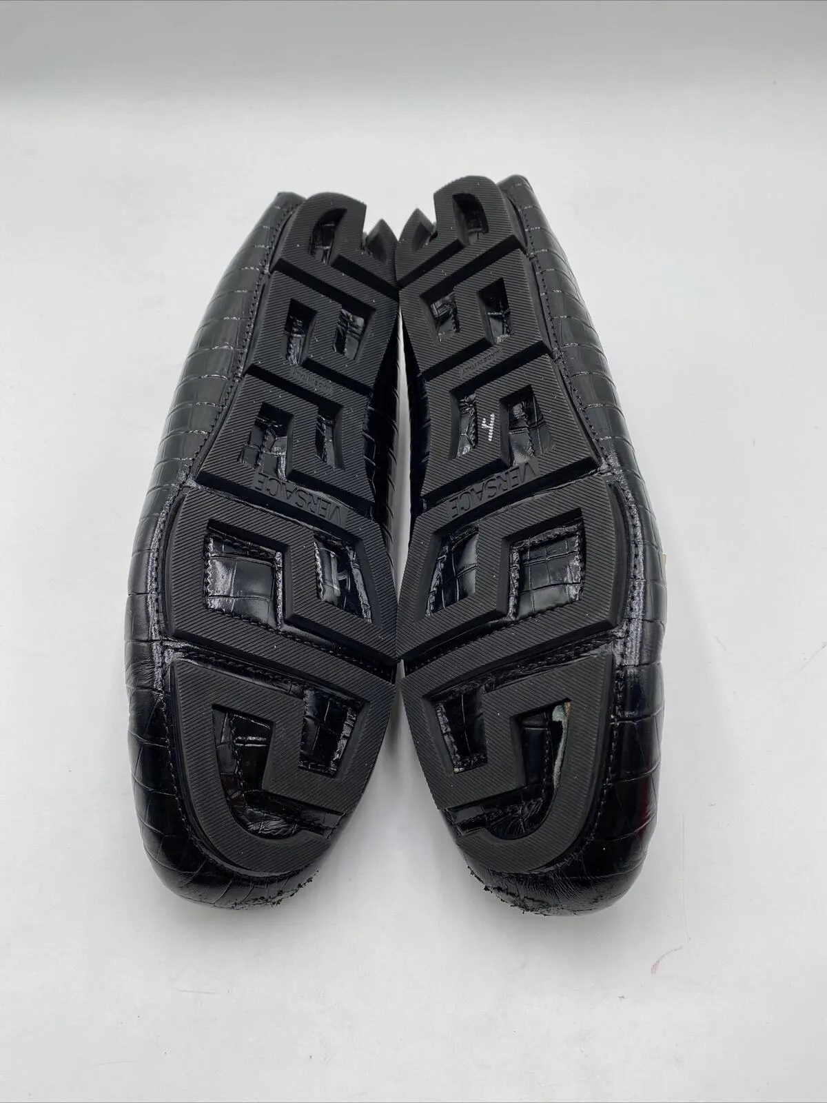 Men’s Versace Greca Loafers Black Size 44.5 - Very Good