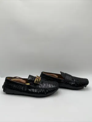Men’s Versace Greca Loafers Black Size 44.5 - Very Good