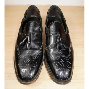 Men's Vintage Florsheim Royal Imperial Black Leather Wingtip Oxfords size 9