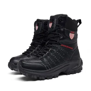 Mens Waterproof Military Boots, Comfortable Shock Absorption Durable Rubber