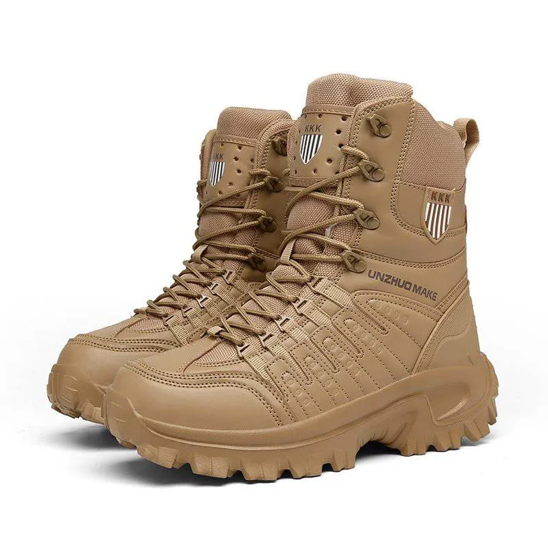 Mens Waterproof Military Boots, Comfortable Shock Absorption Durable Rubber
