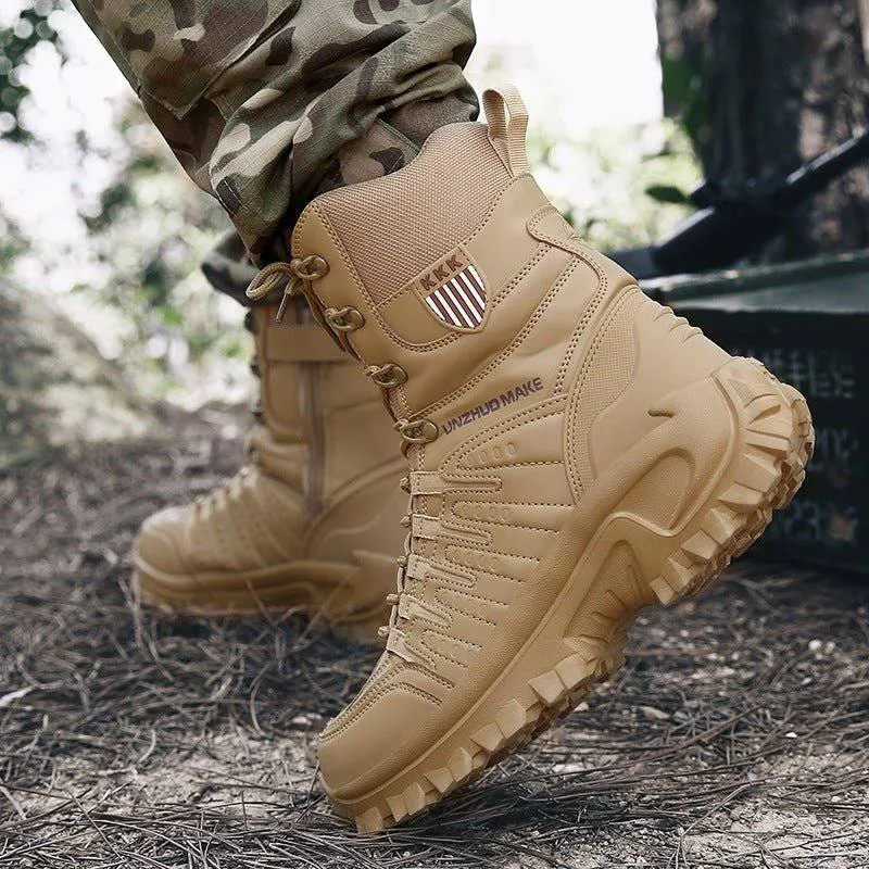 Mens Waterproof Military Boots, Comfortable Shock Absorption Durable Rubber