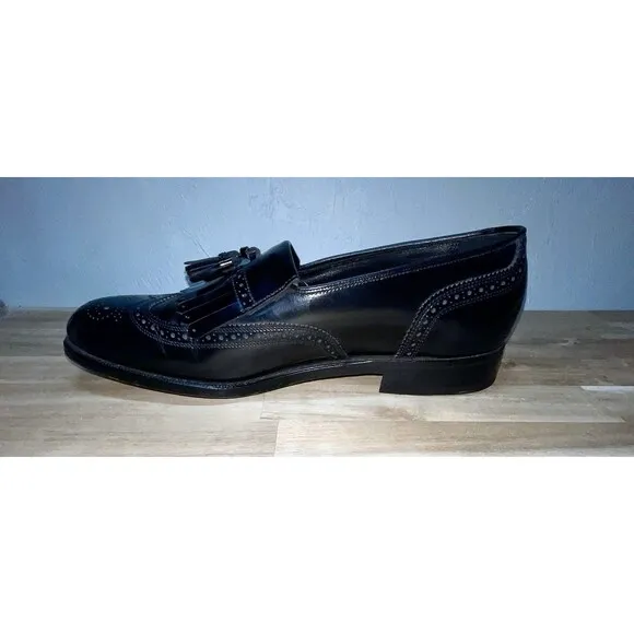 Mens’s Florsheim Shoes Black Leather Upper Tassel Loafer Size 8.5D &amp; Dust Covers