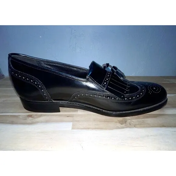 Mens’s Florsheim Shoes Black Leather Upper Tassel Loafer Size 8.5D &amp; Dust Covers