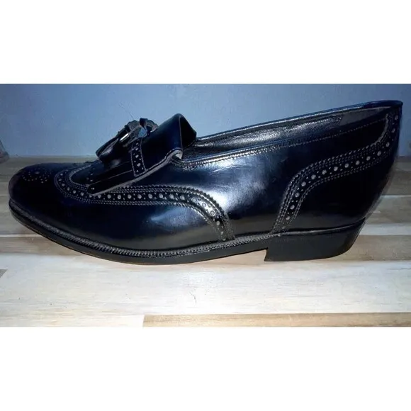 Mens’s Florsheim Shoes Black Leather Upper Tassel Loafer Size 8.5D &amp; Dust Covers