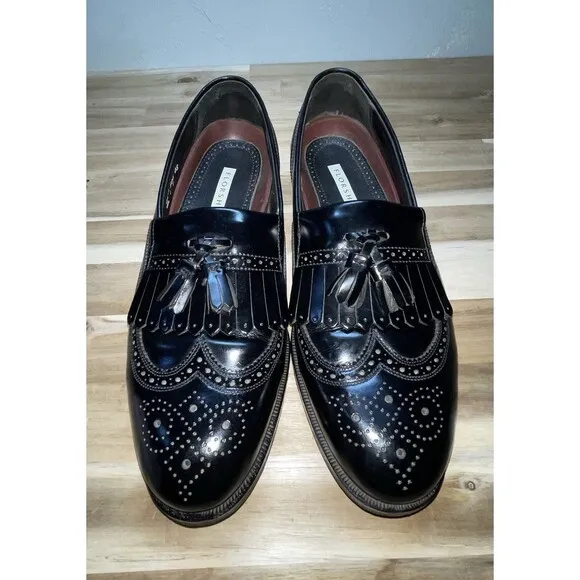 Mens’s Florsheim Shoes Black Leather Upper Tassel Loafer Size 8.5D &amp; Dust Covers