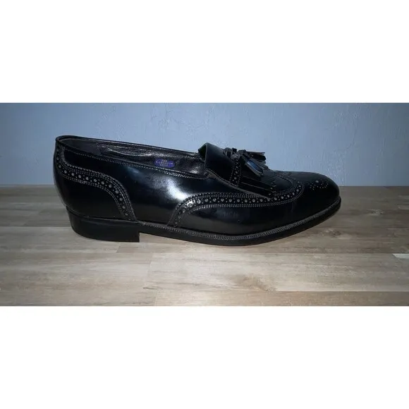 Mens’s Florsheim Shoes Black Leather Upper Tassel Loafer Size 8.5D &amp; Dust Covers