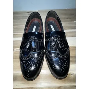 Mens’s Florsheim Shoes Black Leather Upper Tassel Loafer Size 8.5D &amp; Dust Covers