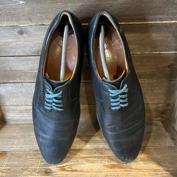Mens Weber Schuh Black Leather Plain Toe Derby Dress Shoes Size UK‎ 11 US 12 H