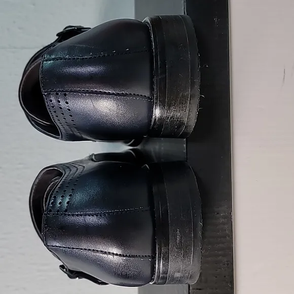 Menz GGG Double Monk‎ Strap Men's Dress Shoes Navy Blue Pleather Silver Hardware
