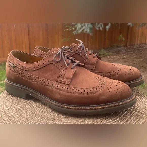 Mephisto Goodyear Welt Cognac Brown Leather Long wing Lace Up Dress Oxford Sz 13