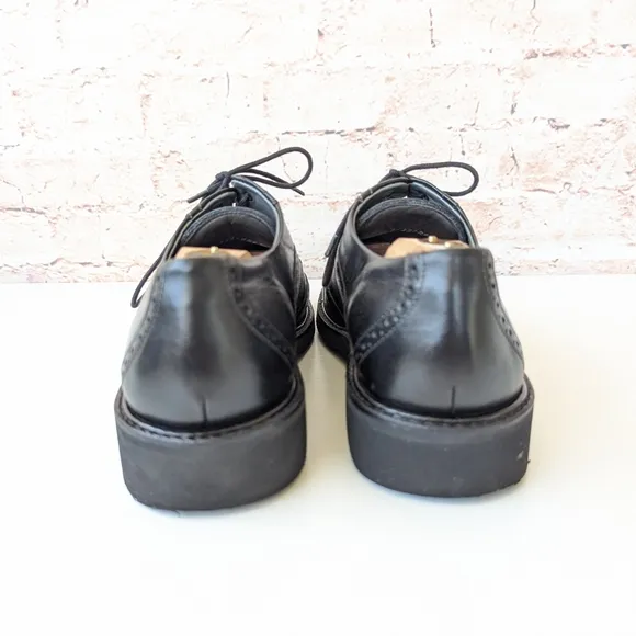 Mephisto Mens Leather Black Oxford Shoes with Broguing
