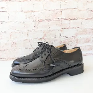 Mephisto Mens Leather Black Oxford Shoes with Broguing