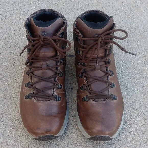 Merrell Boots Ontario Mid Mens Brown Leather Lace Up Hiking Shoes Size 12