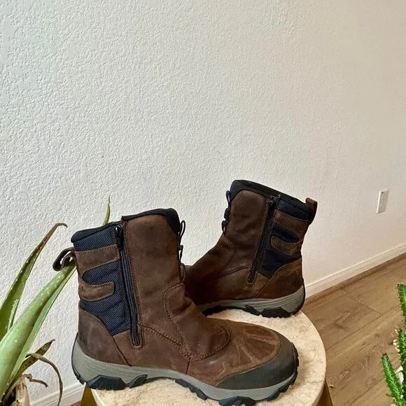 Merrell Brown leather hiking ankle boots waterproof  200 g insulated Vibram