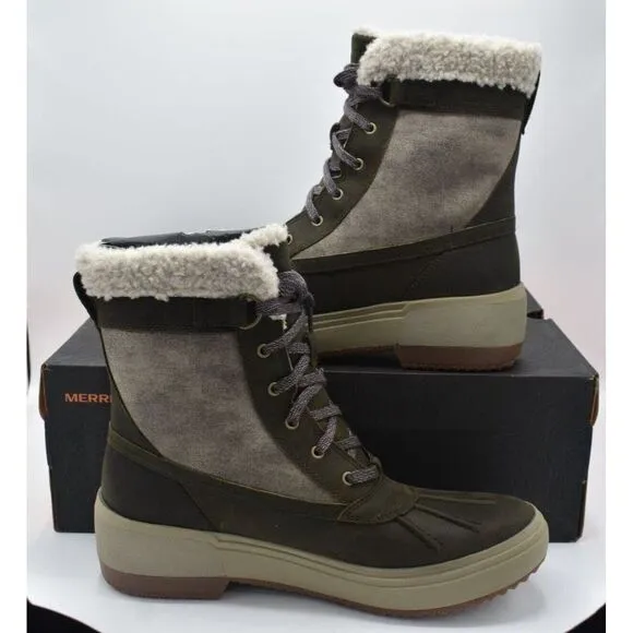Merrell Womens Size 9.5 Haven Polar Mid Lace Olive Waterproof Winter Boots