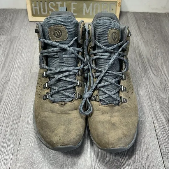 Merrell Zion Peak Mid Brown Blue Waterproof Hiking Boots J035361 - Mens Sz US 12