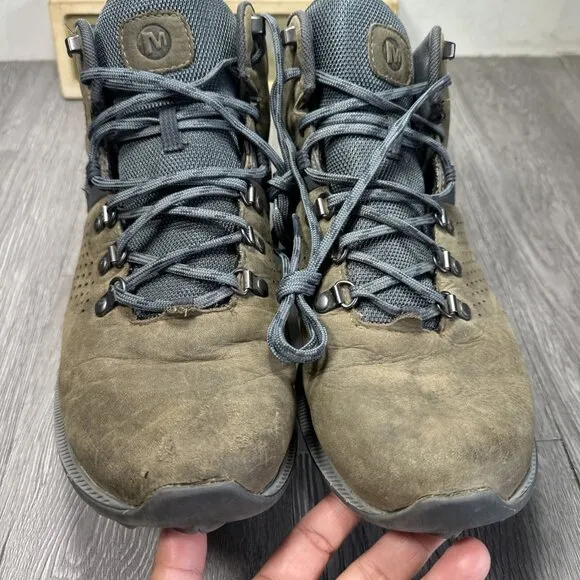 Merrell Zion Peak Mid Brown Blue Waterproof Hiking Boots J035361 - Mens Sz US 12