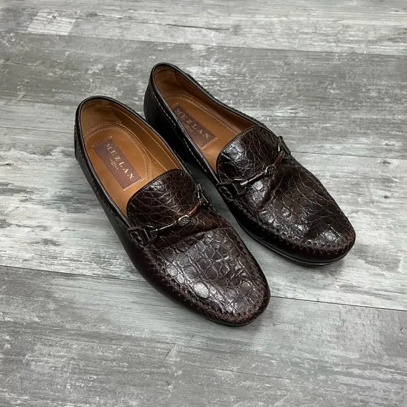 Mezlan Brown Crocodile Loafers 9.5 M