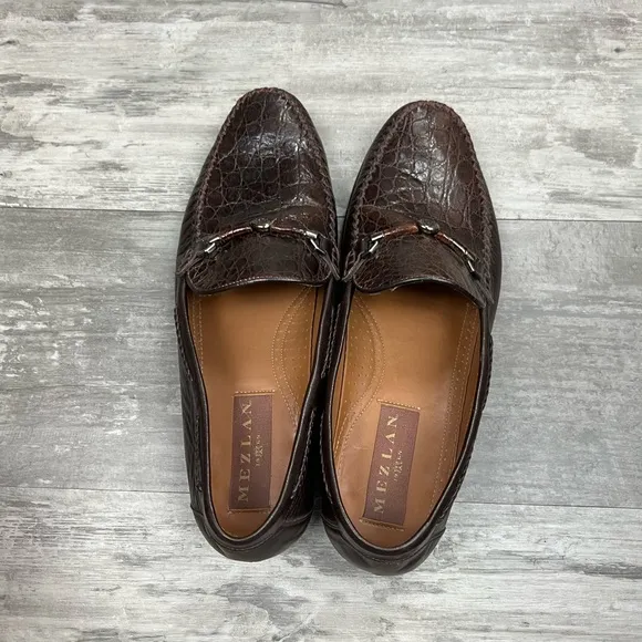 Mezlan Brown Crocodile Loafers 9.5 M
