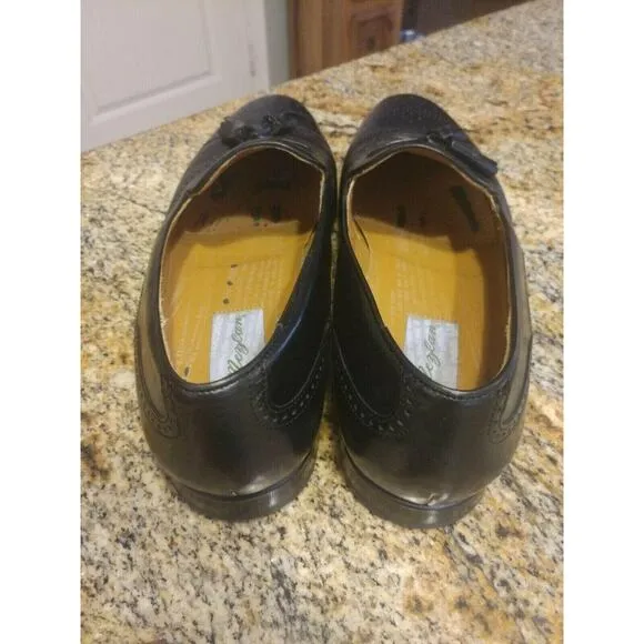 MEZLAN HAVANA MENS TASSLE LOAFER DRESS SHOES SIZE 9.5 M CAP TOE LEATHER BLACK