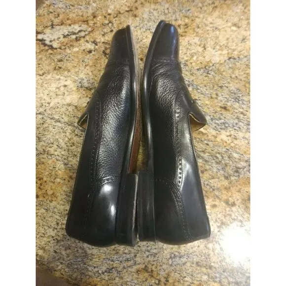 MEZLAN HAVANA MENS TASSLE LOAFER DRESS SHOES SIZE 9.5 M CAP TOE LEATHER BLACK